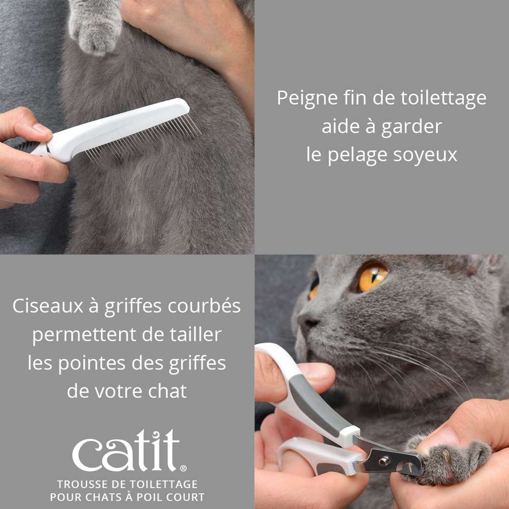 Trousse de toilettage pour chat à poils courts - Catit