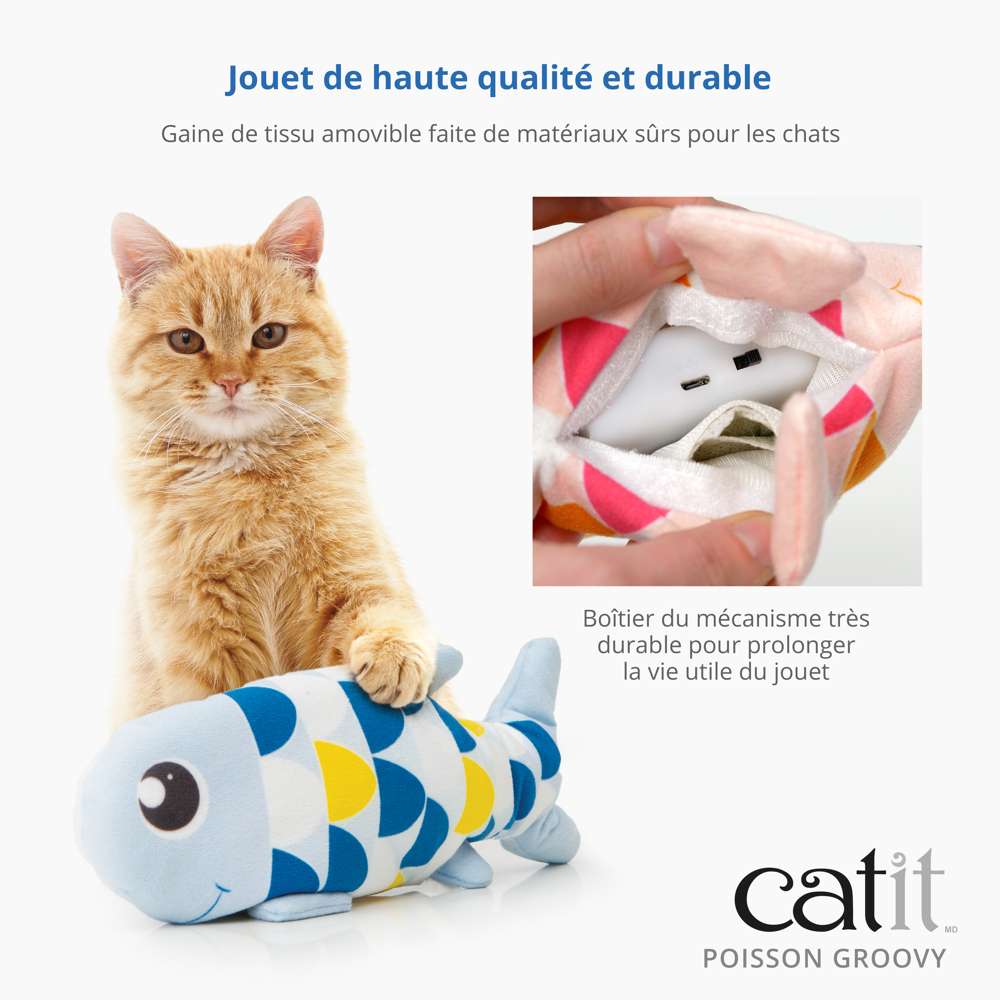Recharge USB du poisson Groovy Fish Catit : 250 cycles par charge incluse.
