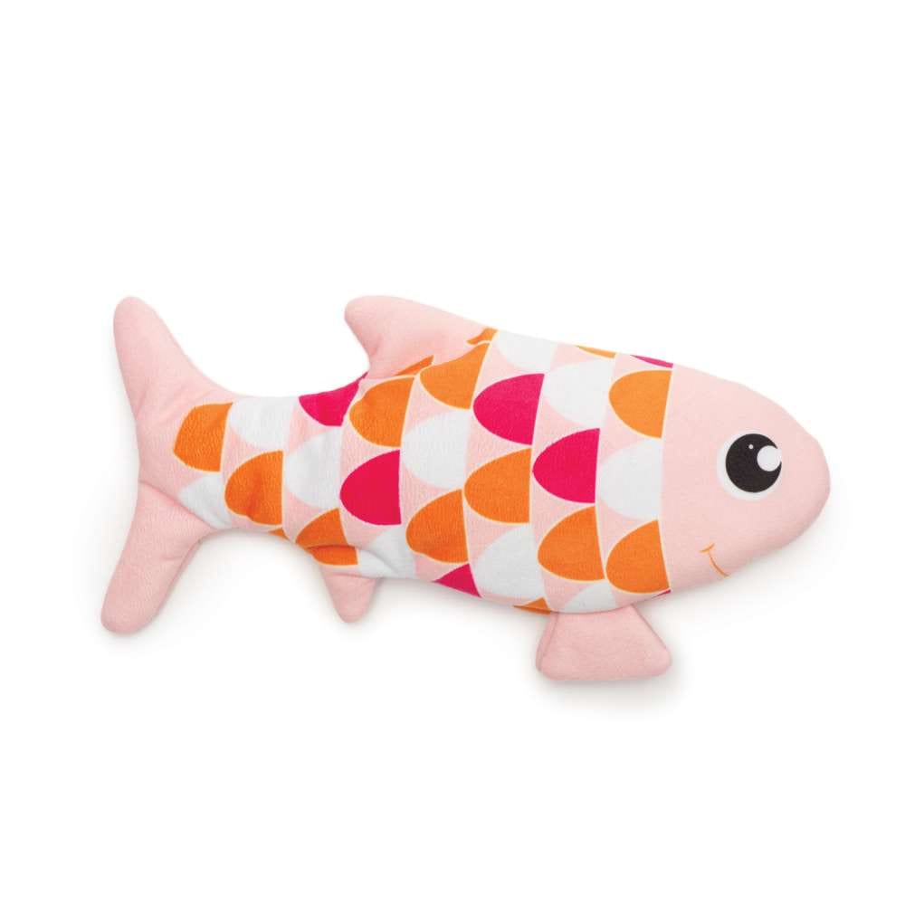 Poisson Groovy Fish Catit rose avec gaine tissu douce et mécanisme durable.