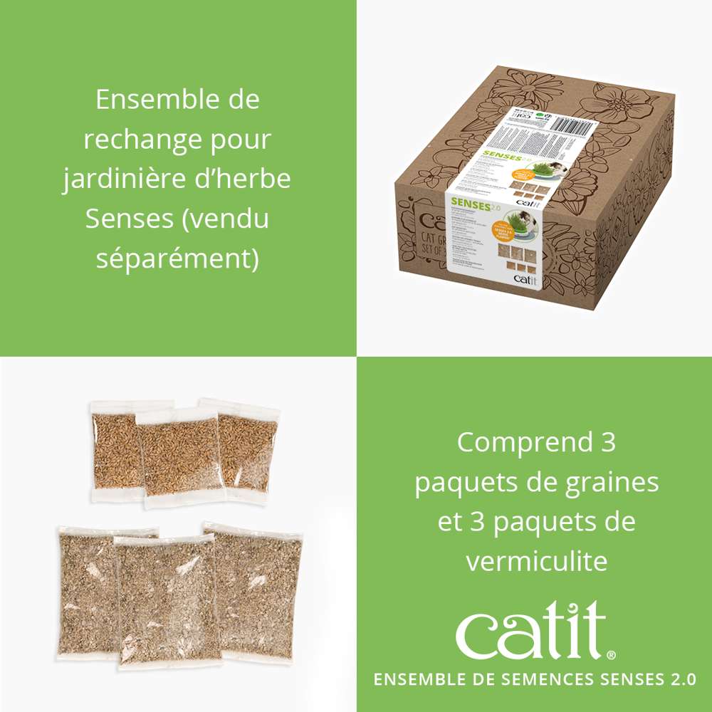 Instructions de culture du kit d’herbe à chat Catit Senses 2.0, en français.