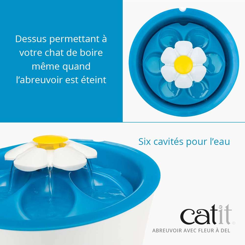 Fontaine à eau pour chat avec Fleur et LED - Catit