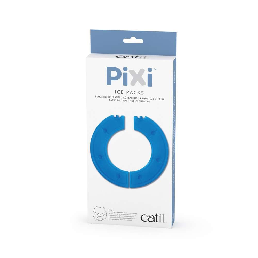 Emballage du distributeur de repas Catit PIXI Smart 6 avec pack glace, vue de gauche.