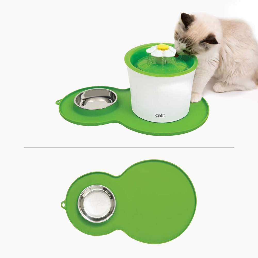 Tapis de protection pour fontaine - En silicone - Avec gamelle incluse - Catit