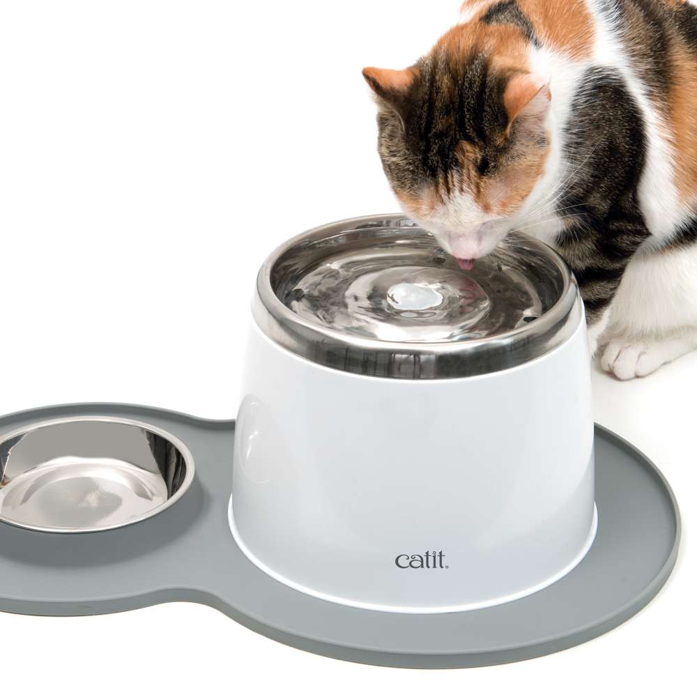 Tapis de protection pour fontaine - En silicone - Avec gamelle incluse - Catit