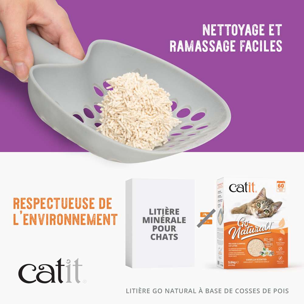 Litière agglomérante pour chat en cosses de pois recyclées - Catit Go Natural