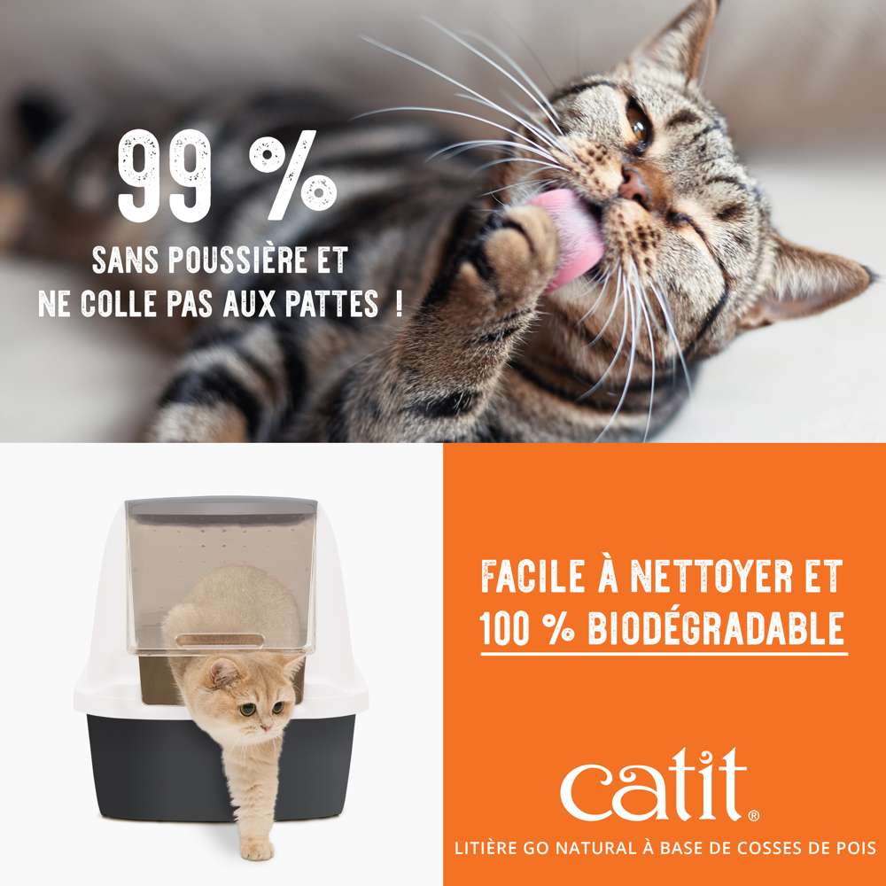 Litière agglomérante pour chat en cosses de pois recyclées - Catit Go Natural