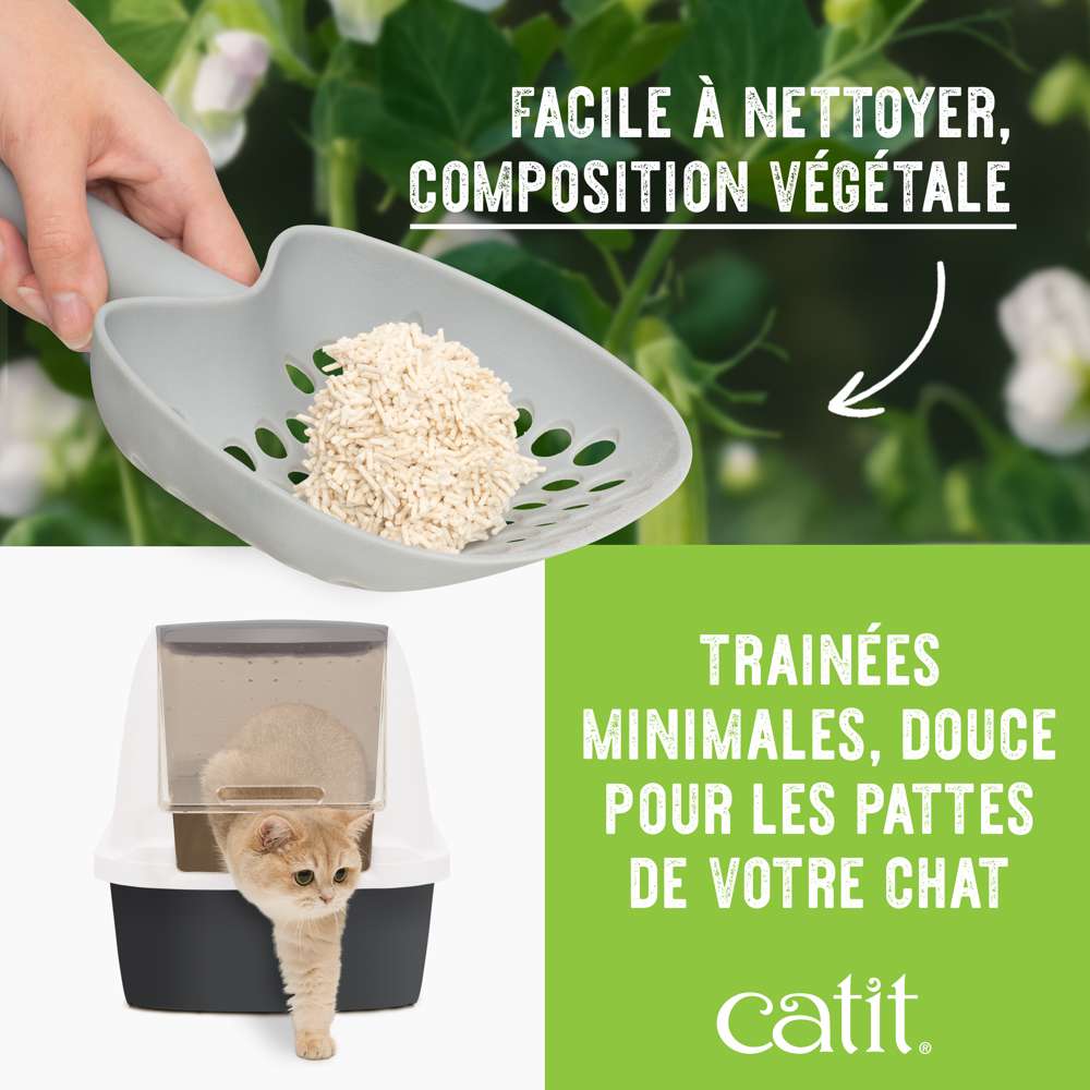 Facile à nettoyer, composition végétale. Trainées minimales, douce pour les pattes de votre chat
