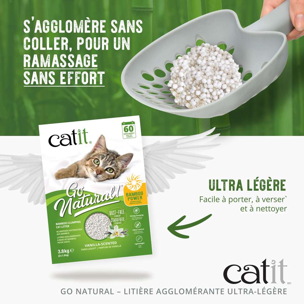 Litière agglomérante pour chat en bambou - Catit Go Natural