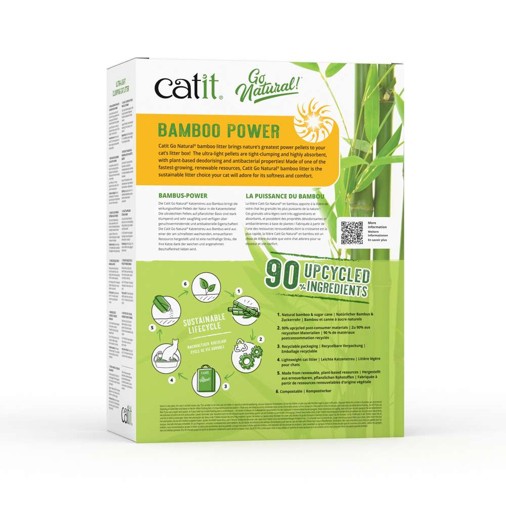 Litière agglomérante pour chat en bambou - Catit Go Natural