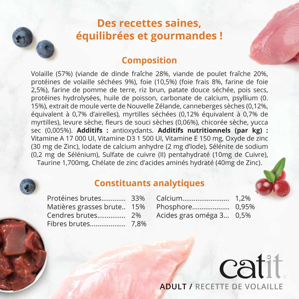 Croquettes pour chat adulte Volaille - Catit Recipes
