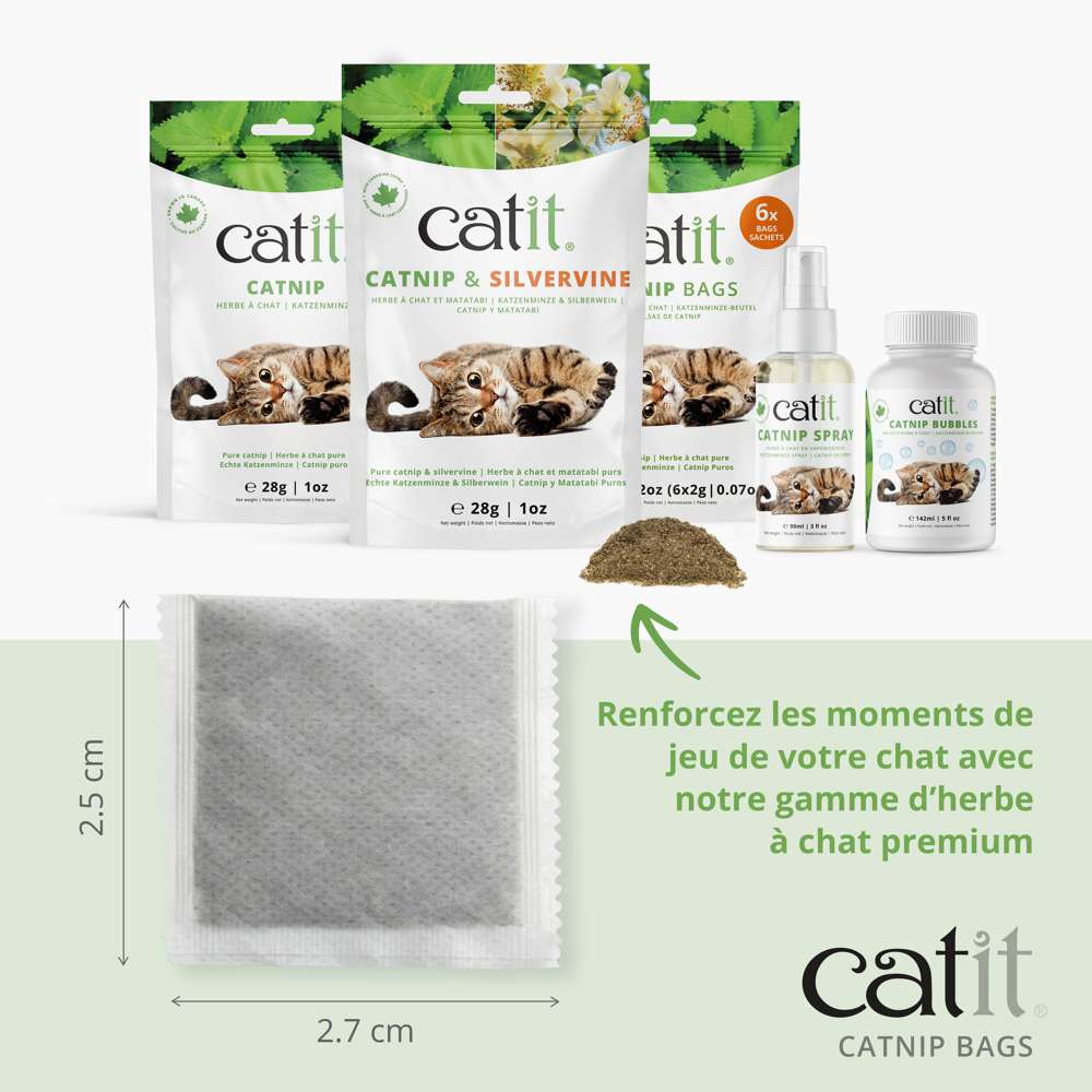 Renforcez les moments de jeu de votre chat avec notre gamme d'herbe à chat premium. Contenant : Largeur 2,7 cm, Hauteur 2,5 cm.