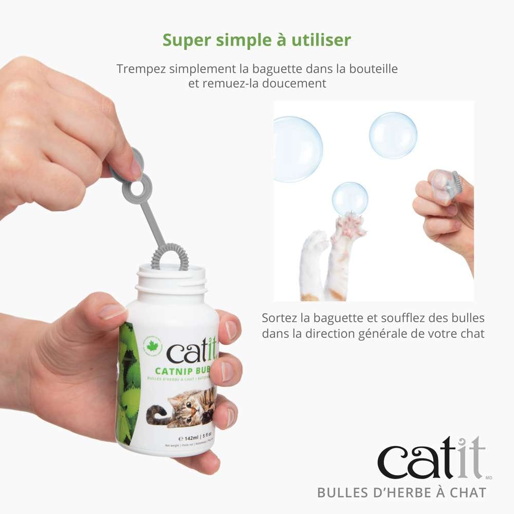 Bulles d’herbe à chat Catit, pour stimuler et divertir les chats naturellement.