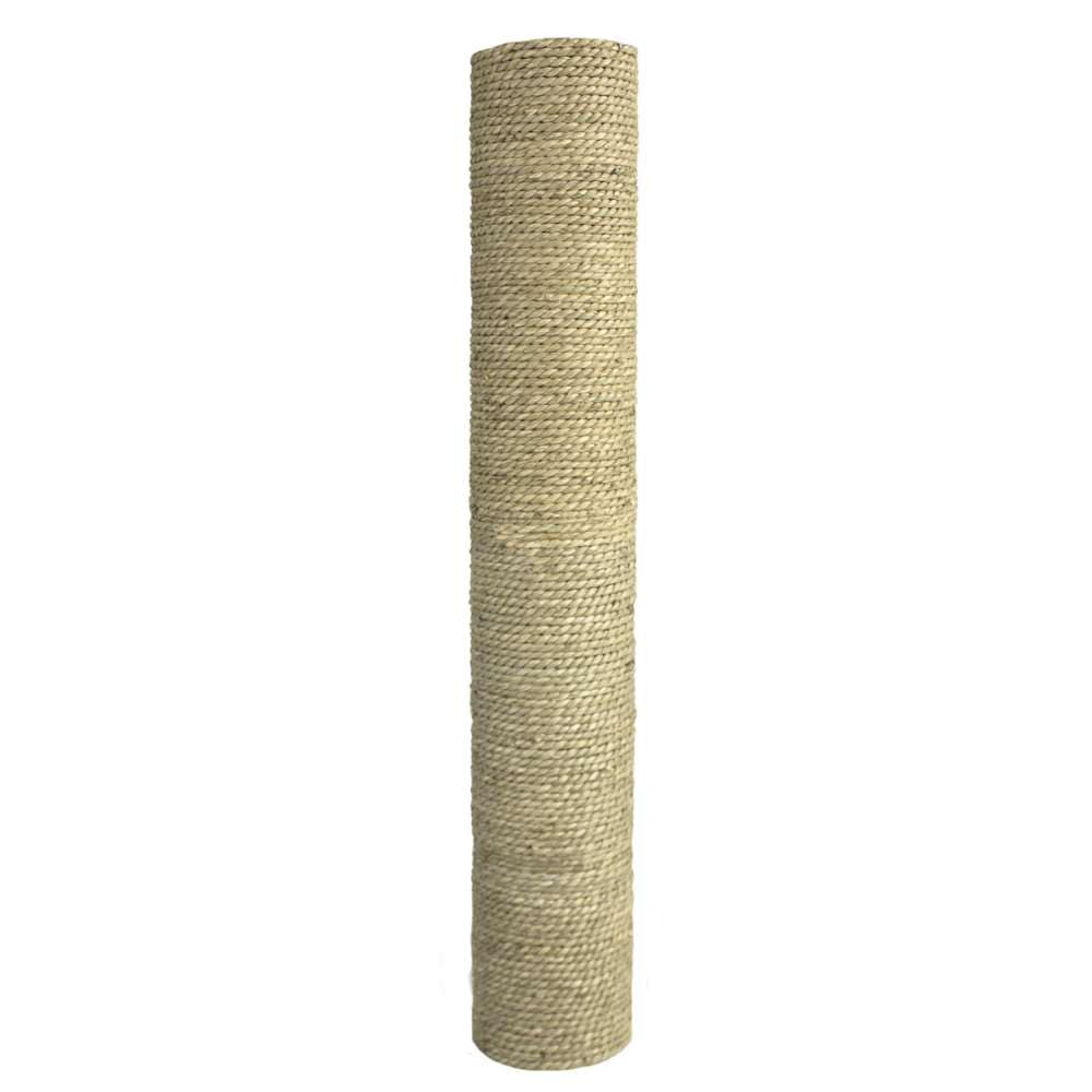Colonne à griffer cylindrique, recouverte de fibre de sisal beige, comme pièce de rechange pour arbre à chat.