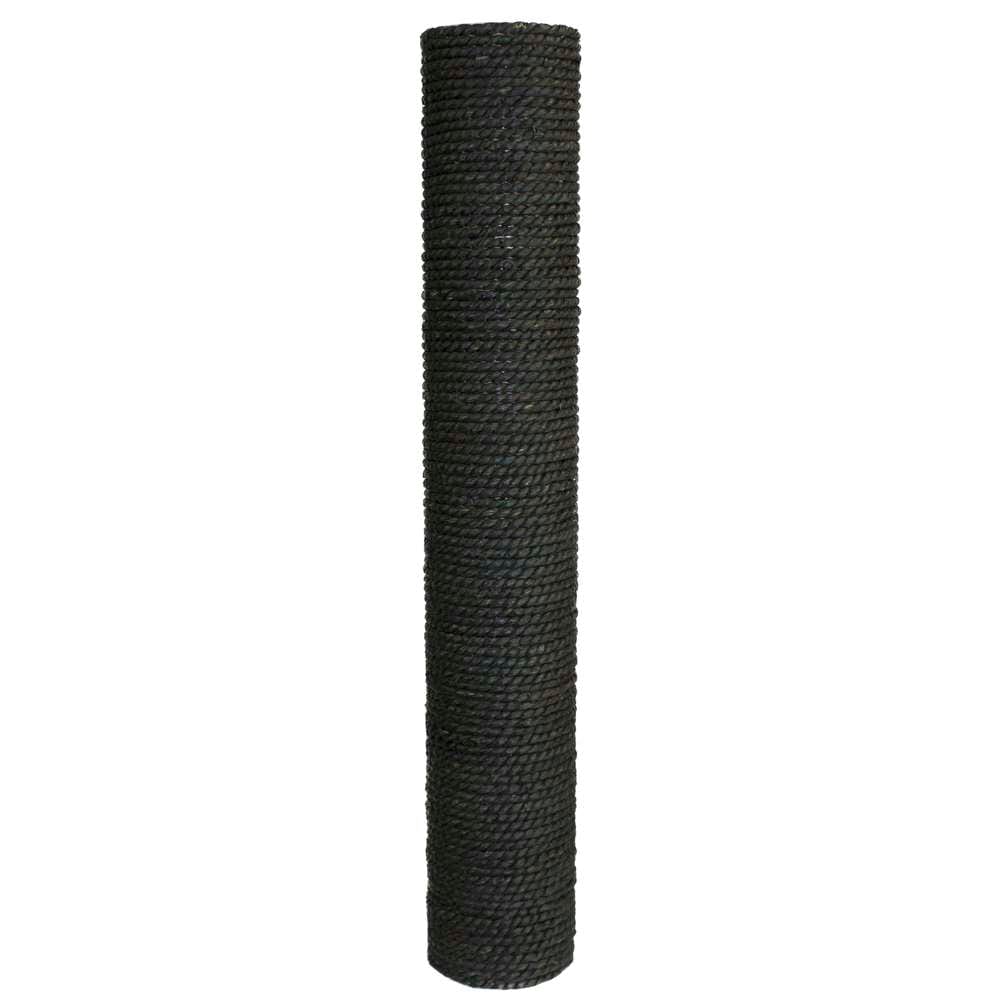 Poteau à griffer cylindrique recouverte de corde en fibres naturelles de couleur noir, conçue comme pièce de remplacement pour arbre à chat.