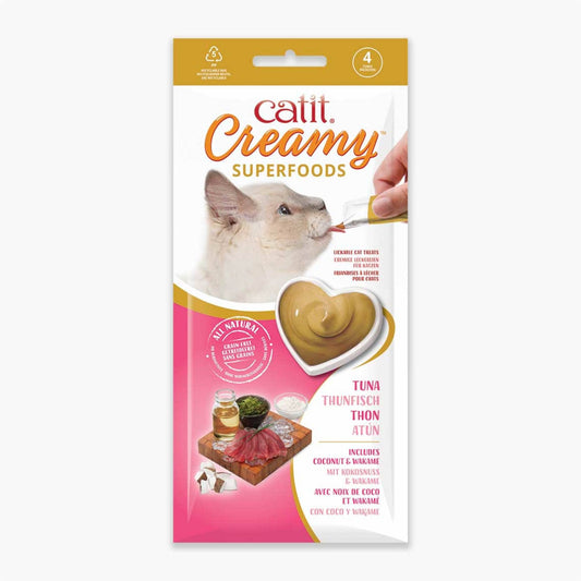Friandises à lécher pour chat - Catit Creamy Superfoods - Thon avec Noix de coco et Wakamé
