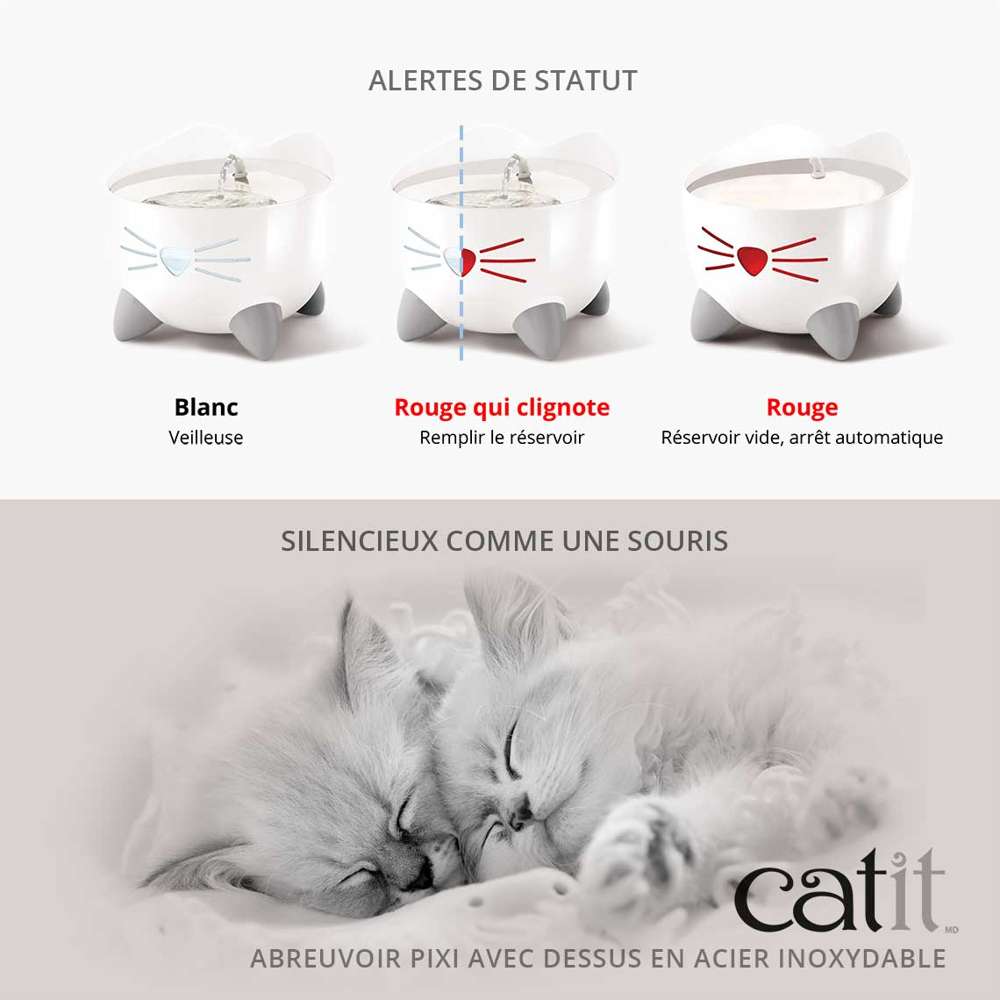 Fontaine à eau pour chat en acier inoxydable - Catit Pixi