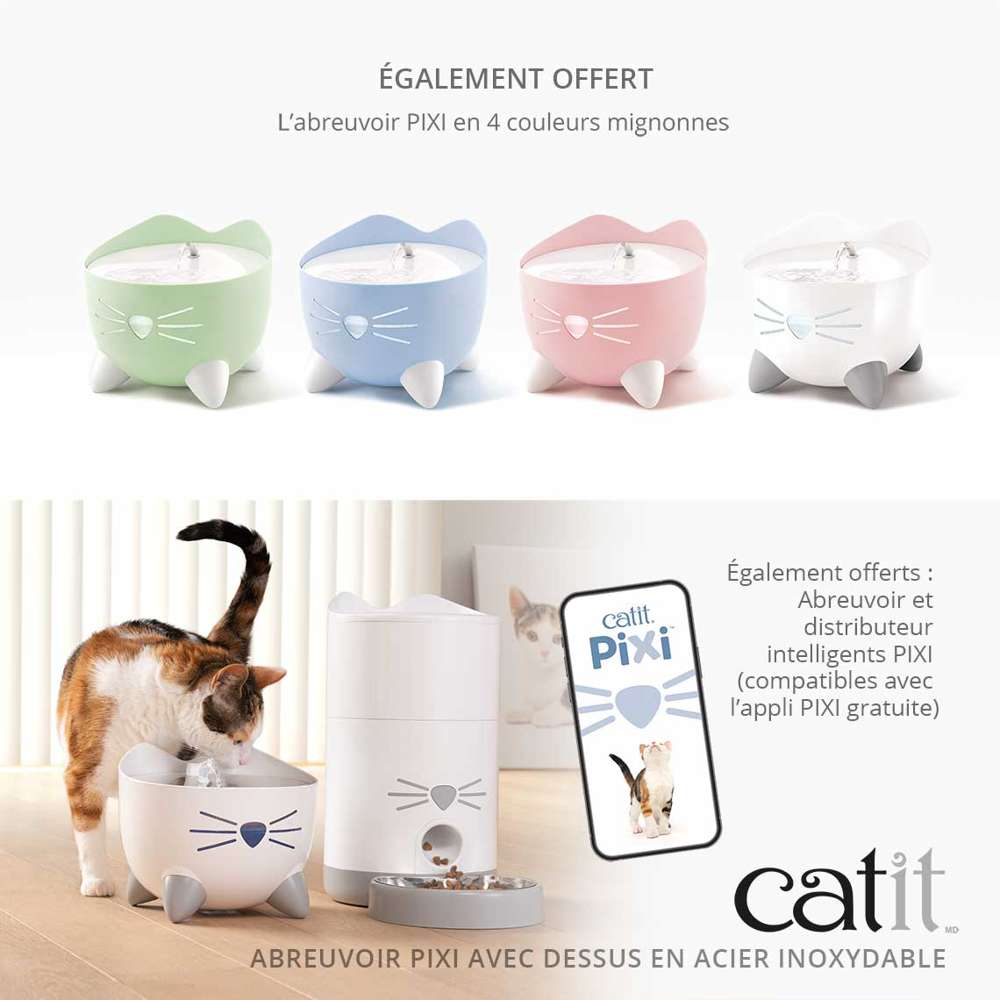 Fontaine à eau pour chat en acier inoxydable - Catit Pixi