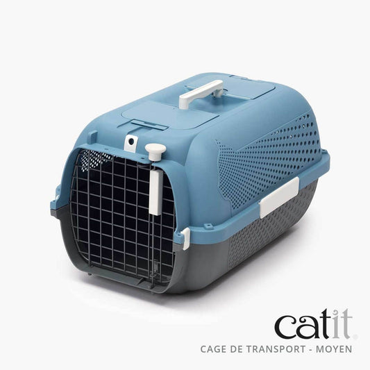 Caisse de transport pour chat - Catit - Moyen, Bleu Gris