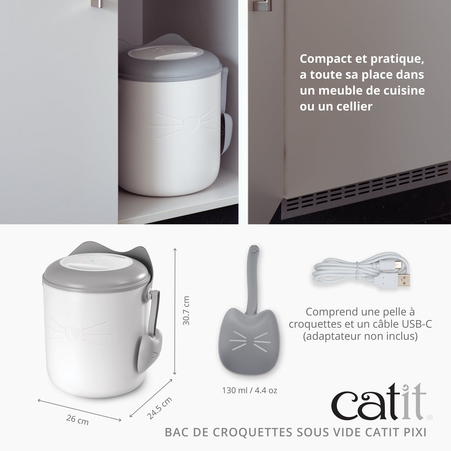 Bac à croquettes intelligent pour chat Vacuum - Catit Pixi Smart