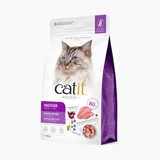 Croquettes chat stérilisé ou d'intérieur Volaille sans céréales - Catit Recipes - 400 g