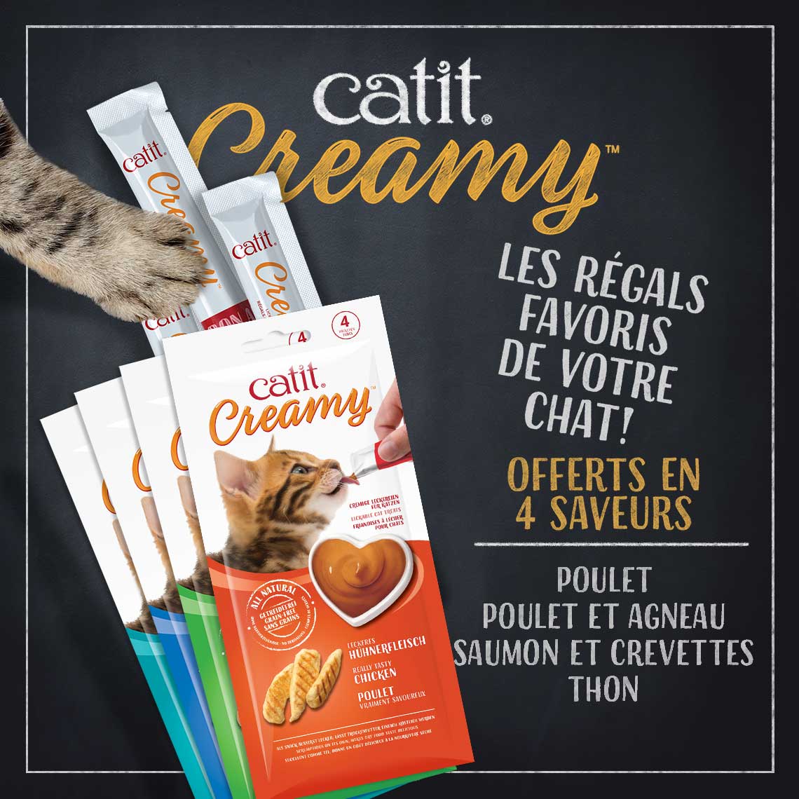 Friandises à lécher pour chat, paquet de 15 - Catit Creamy - Thon