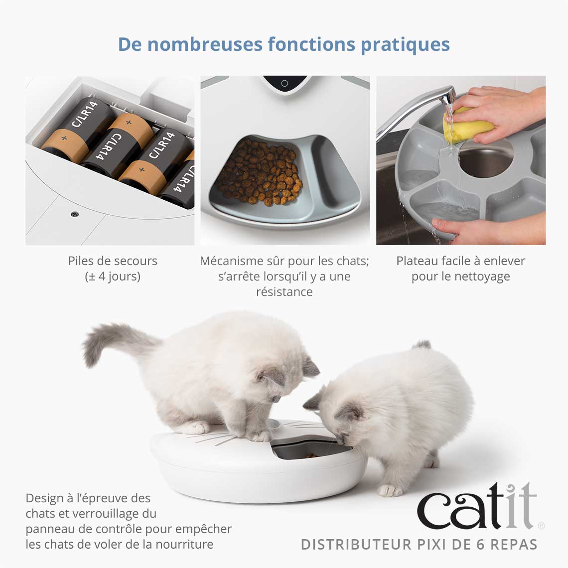 Distributeur de nourriture 6 repas pour chat - Catit Pixi Smart