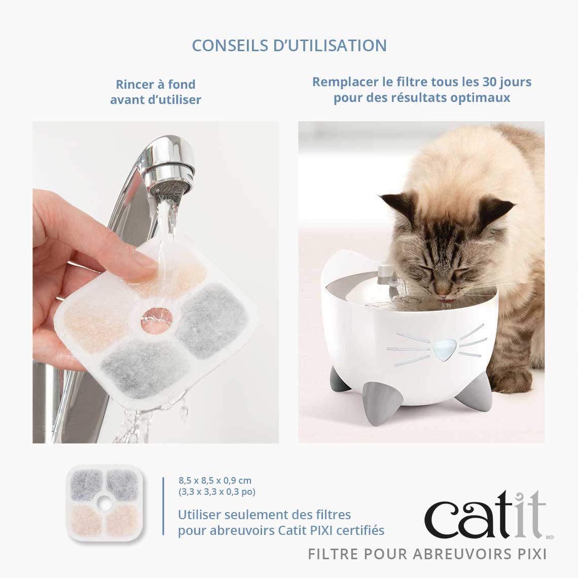 Filtre pour fontaine à eau pour chat - Catit Pixi - Paquet de 6