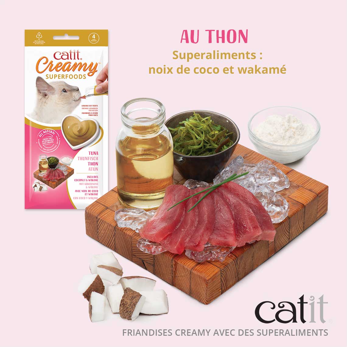 Catit Creamy Superfoods ─ Thon avec Noix de coco et Wakamé