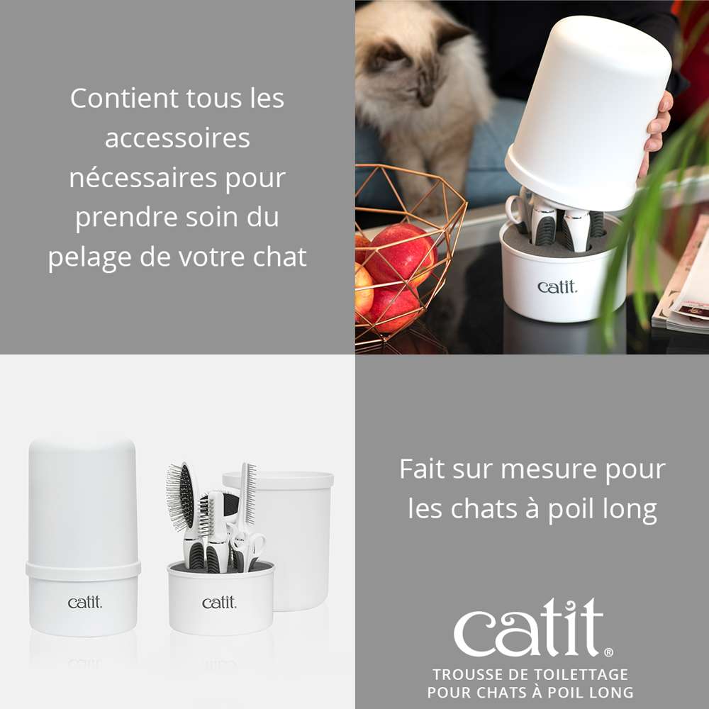 Trousse de toilettage pour chat à poils longs - Catit