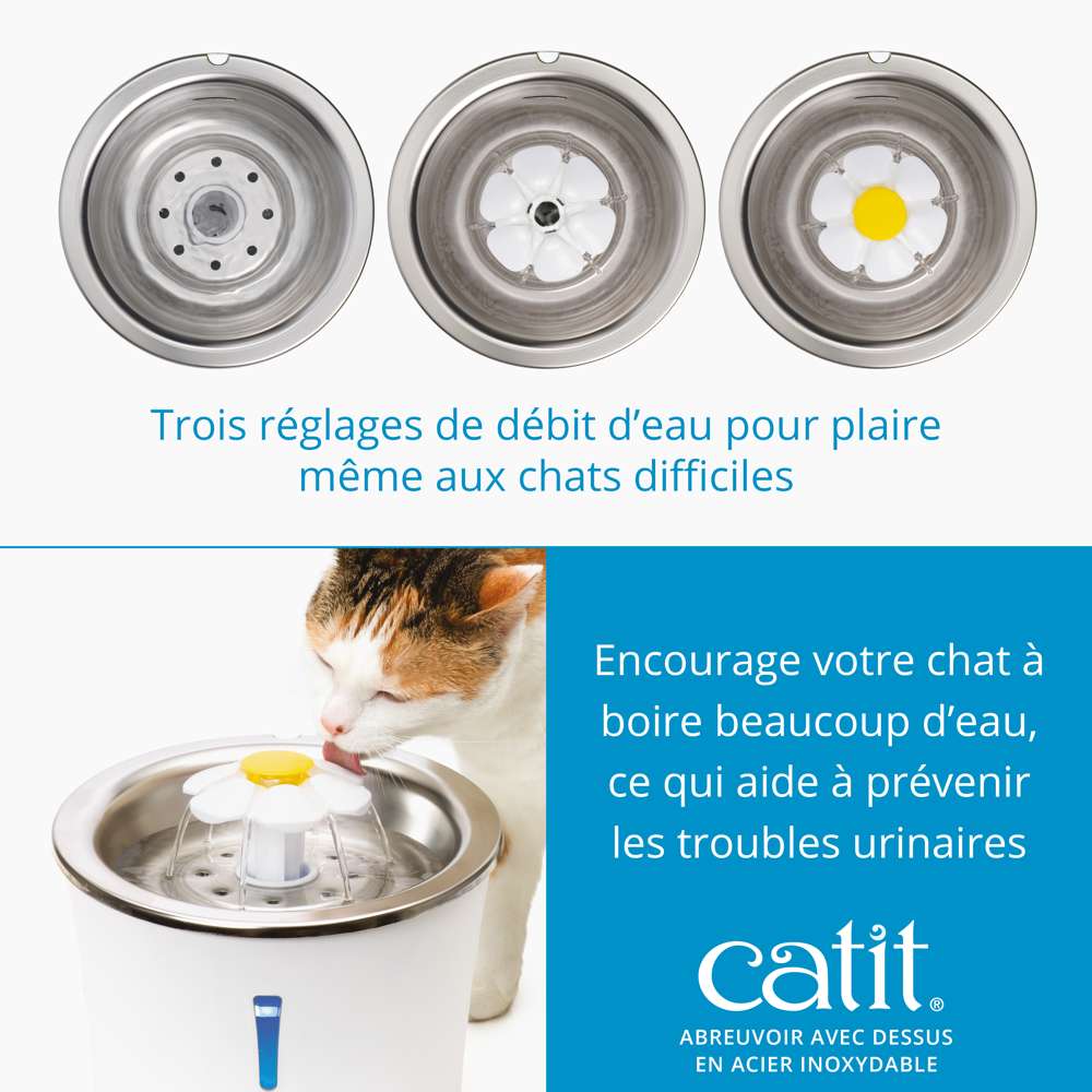 Fontaine à eau pour chat avec Fleur en acier inoxydable - Catit
