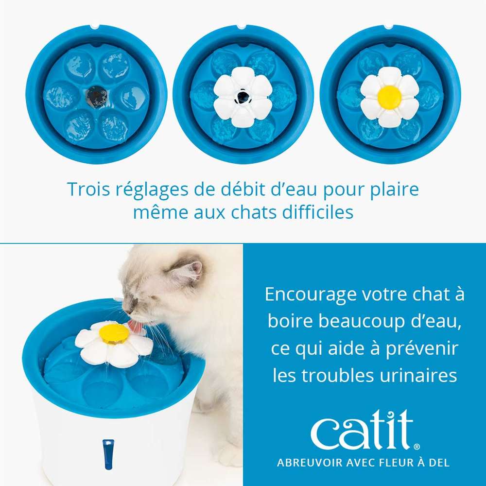 Fontaine à eau pour chat avec Fleur et LED - Catit