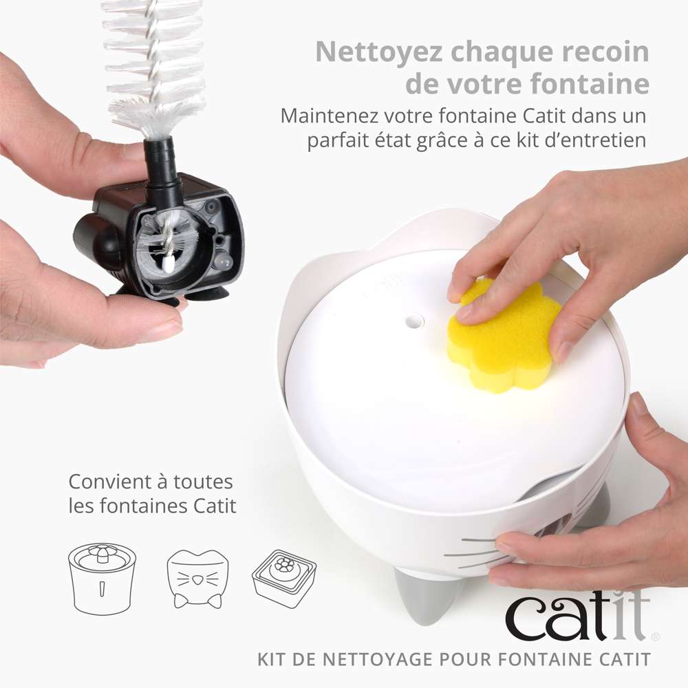 Kit de nettoyage pour fontaine à eau pour chat avec Fleur - Catit