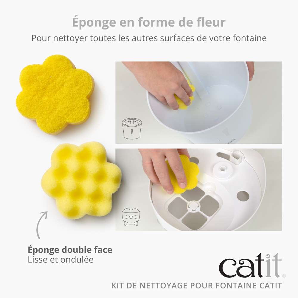 Kit de nettoyage pour fontaine à eau pour chat avec Fleur - Catit