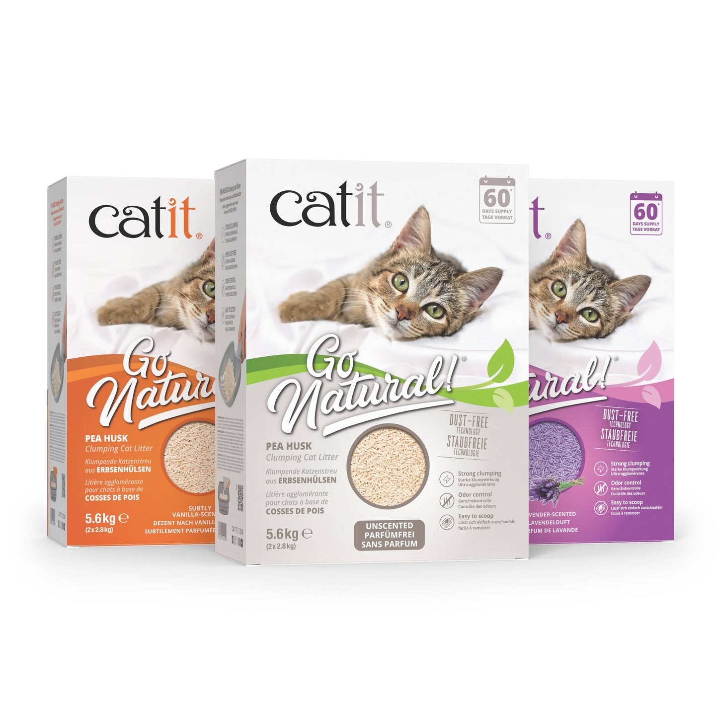 Litière agglomérante pour chat en cosses de pois recyclées - Catit Go Natural