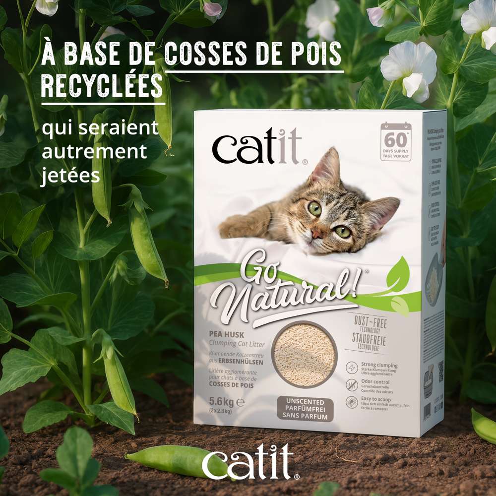 À base de cosses de pois recyclées qui seraient autrement jetées.