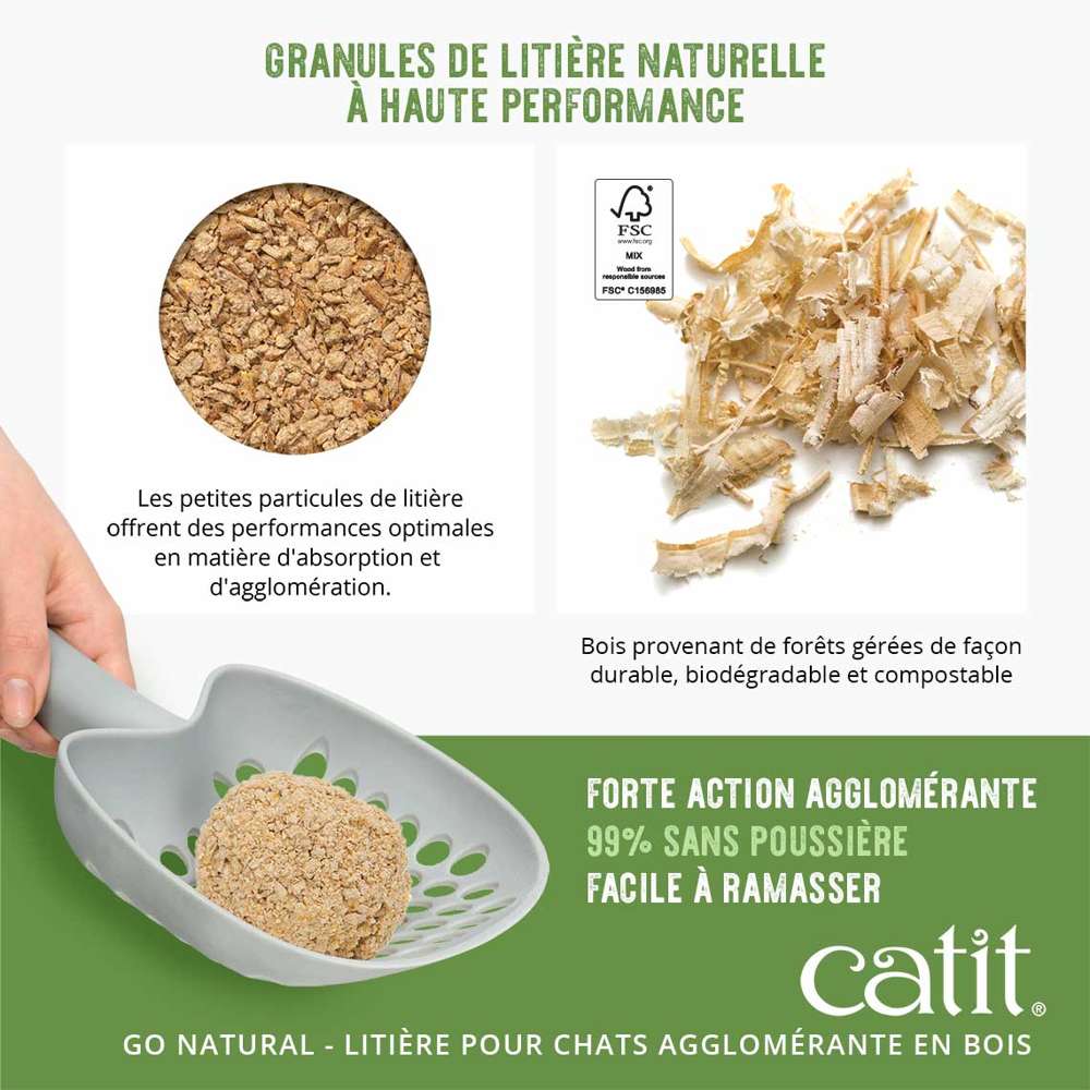 Litière agglomérante pour chats à base de bois - Parfum de lavande - Catit Go Natural