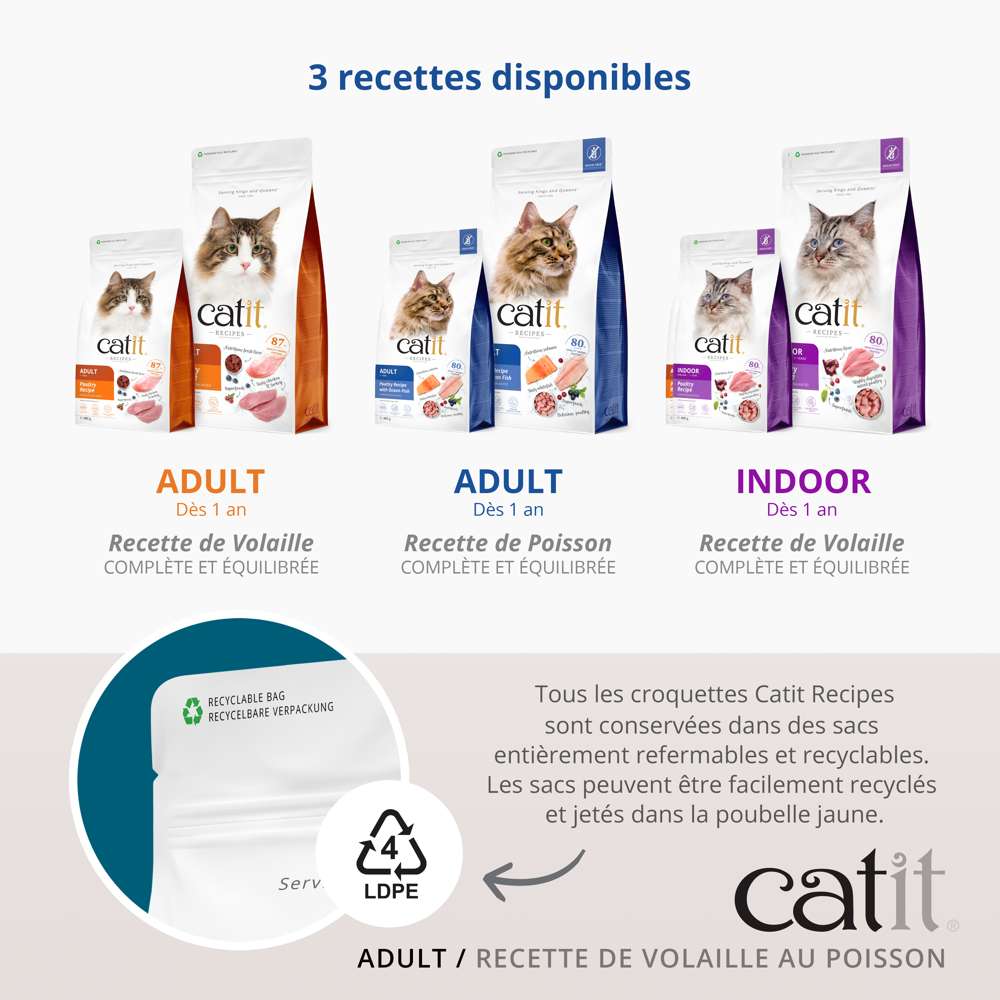 Croquettes pour chat adulte Poisson sans céréales - Catit Recipes