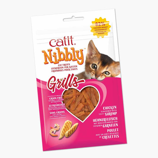 Tranches de poulet pour chat Grills - Catit Nibbly - Arôme de crevettes