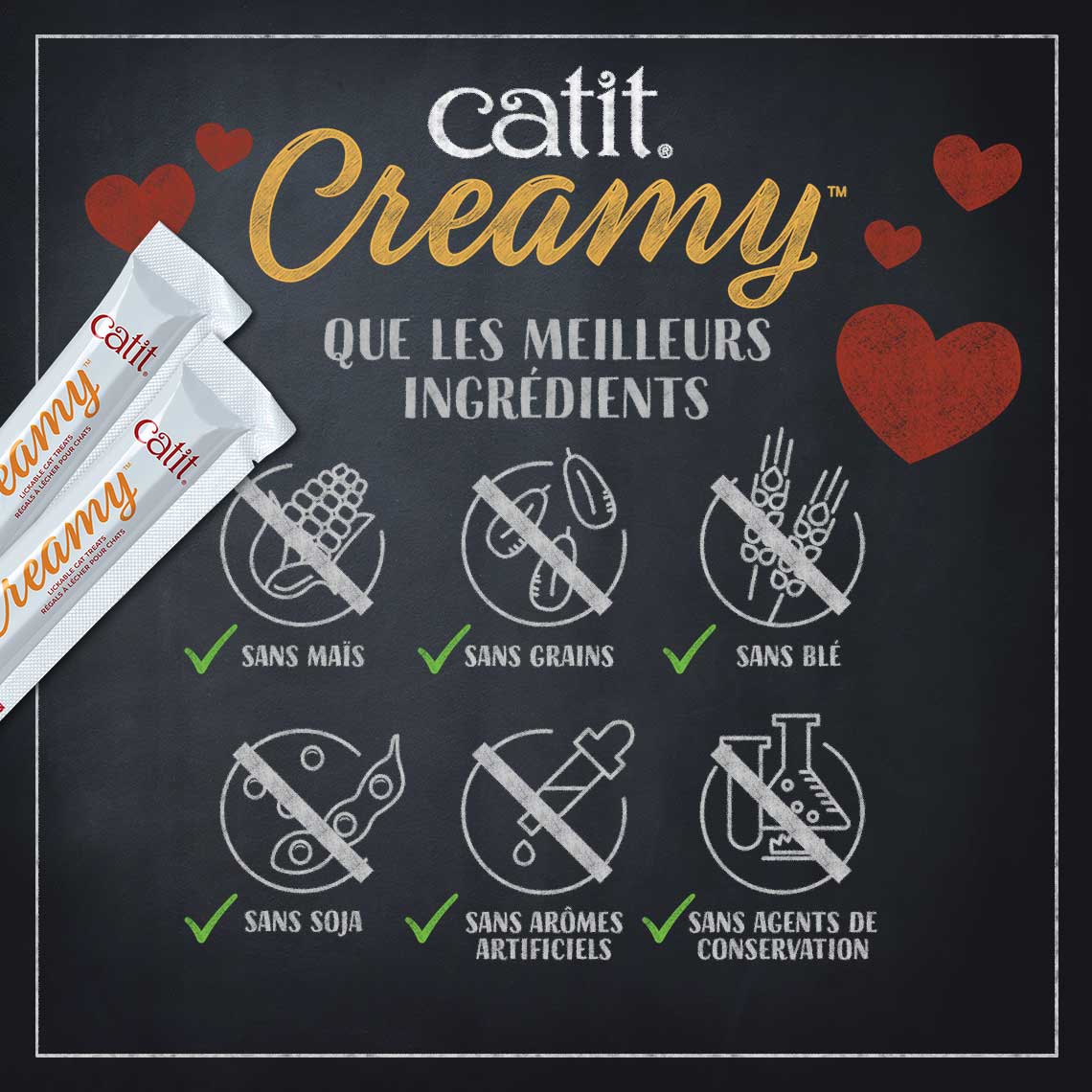 Friandises à lécher pour chat, paquet de 50 - Catit Creamy - Saumon et crevettes