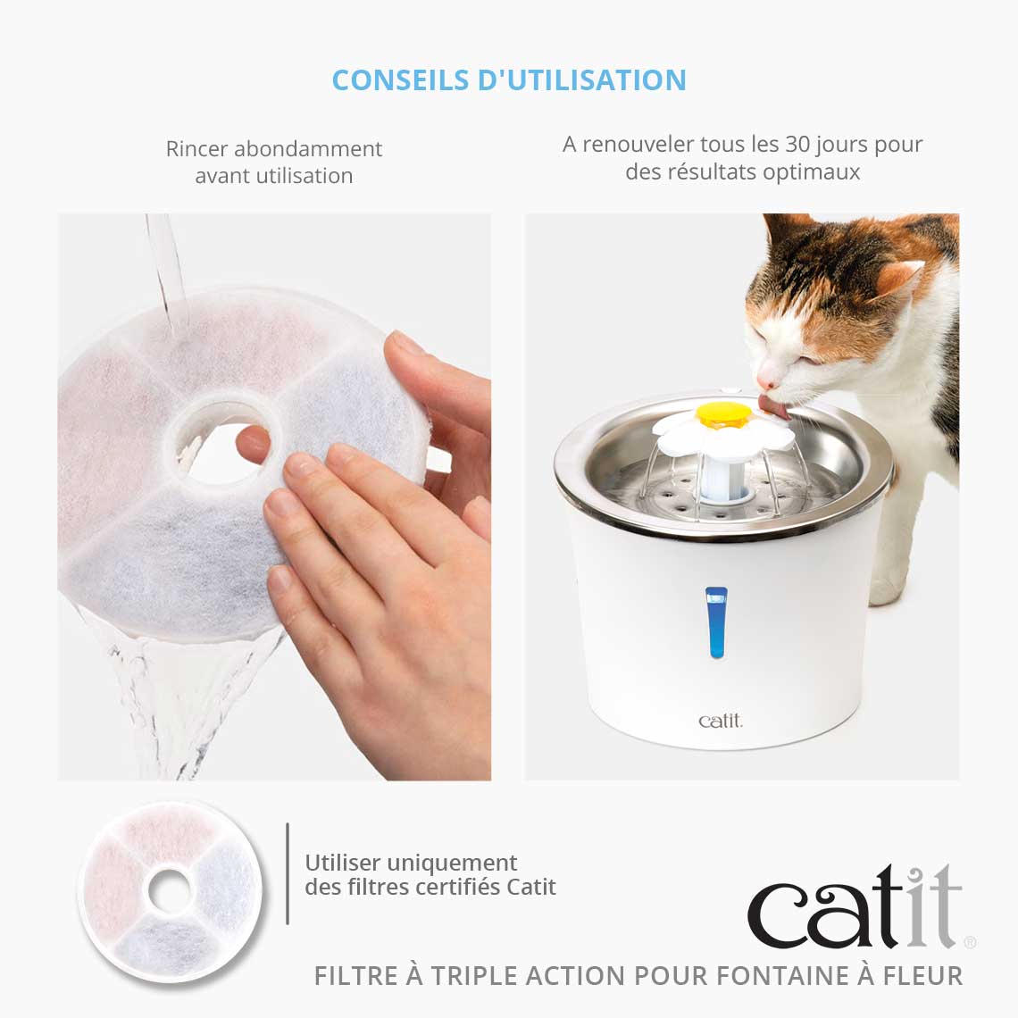 Filtre triple action pour fontaine à eau à Fleur pour chat - Catit - Paquet de 6