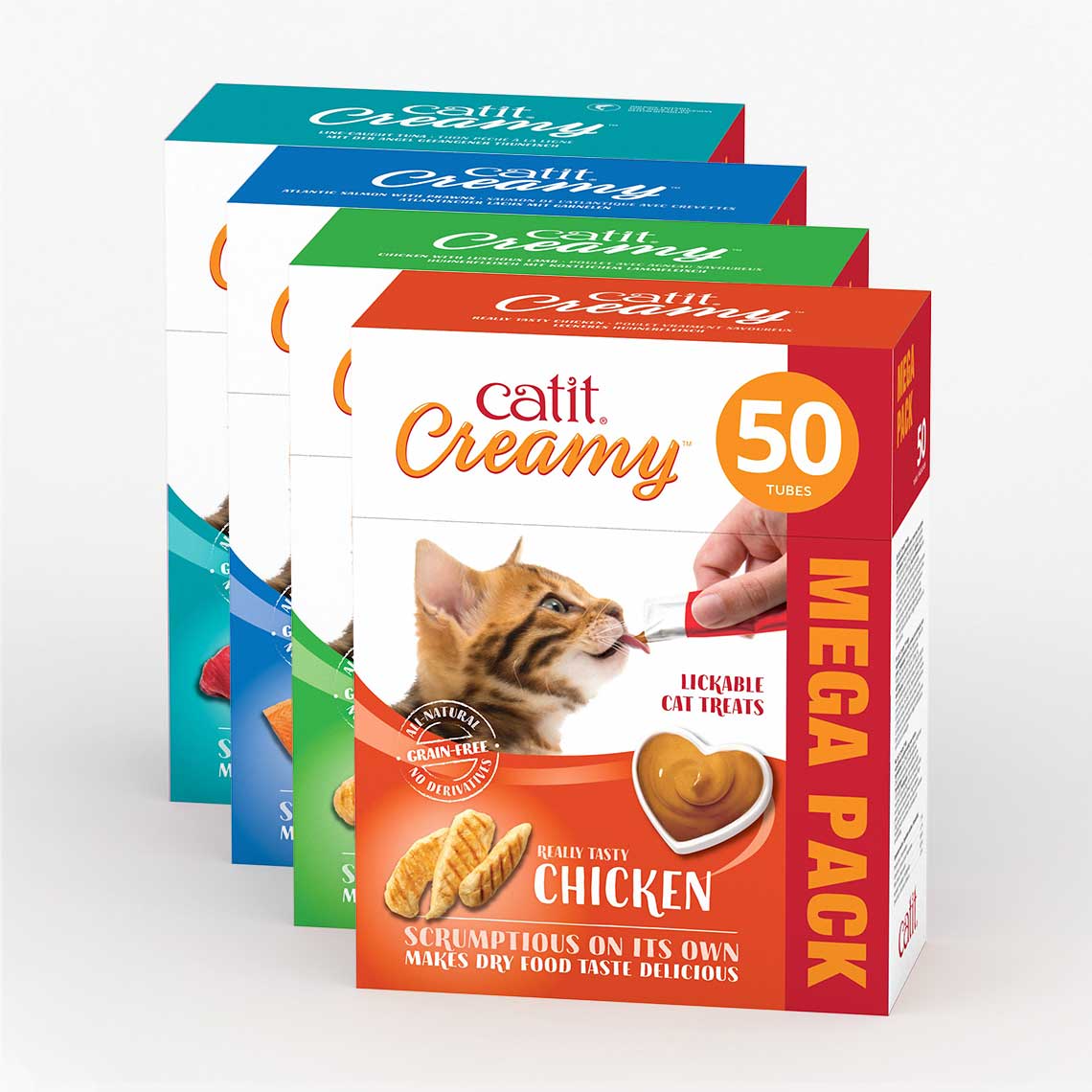 Friandises Catit Creamy – paquet de 50 ─ Saumon et crevettes