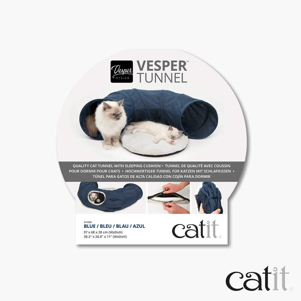 Tunnel en tissu pour chat - Catit Vesper - Bleu