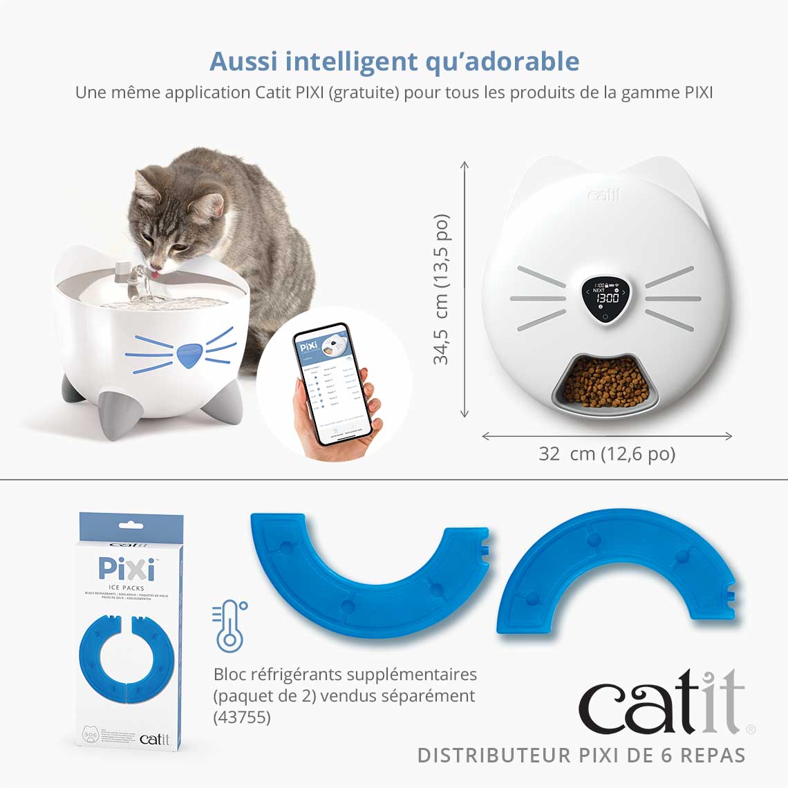 Distributeur de nourriture 6 repas pour chat - Catit Pixi Smart