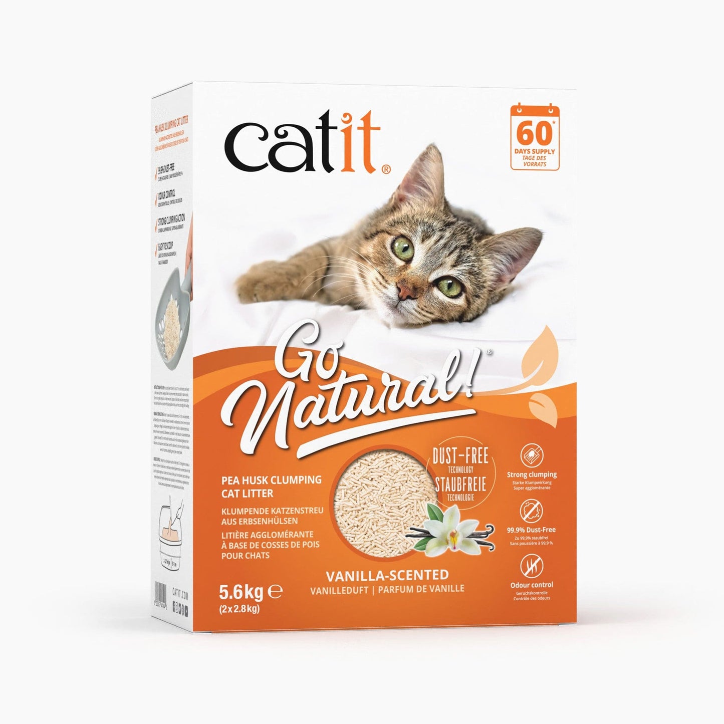 Litière agglomérante Catit Go Natural à base de cosses de pois pour chats ─ Parfum de vanille