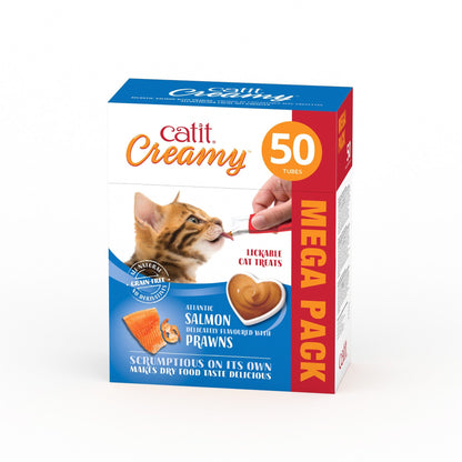 Friandises à lécher pour chat, paquet de 50 - Catit Creamy - Saumon et crevettes