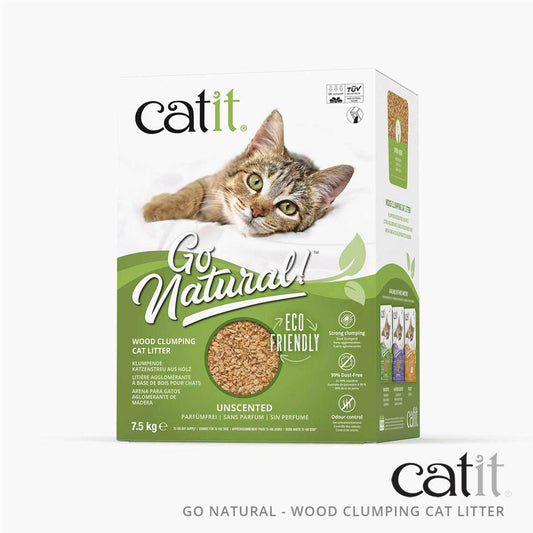 Litière agglomérante Catit Go Natural à base de bois pour chats ─ Sans parfurm