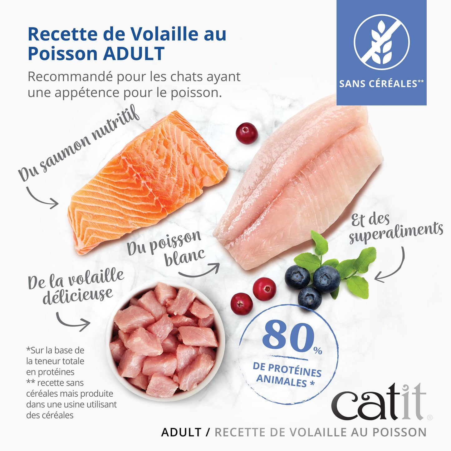 Croquettes chat adulte Poisson sans céréales - Catit Recipes - 400 g