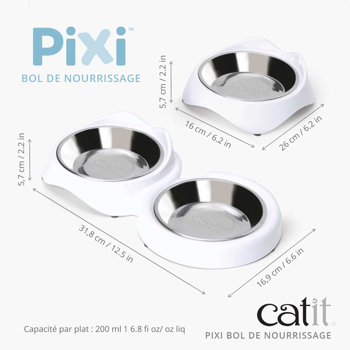 Gamelle pour chat - Catit Pixi - Double