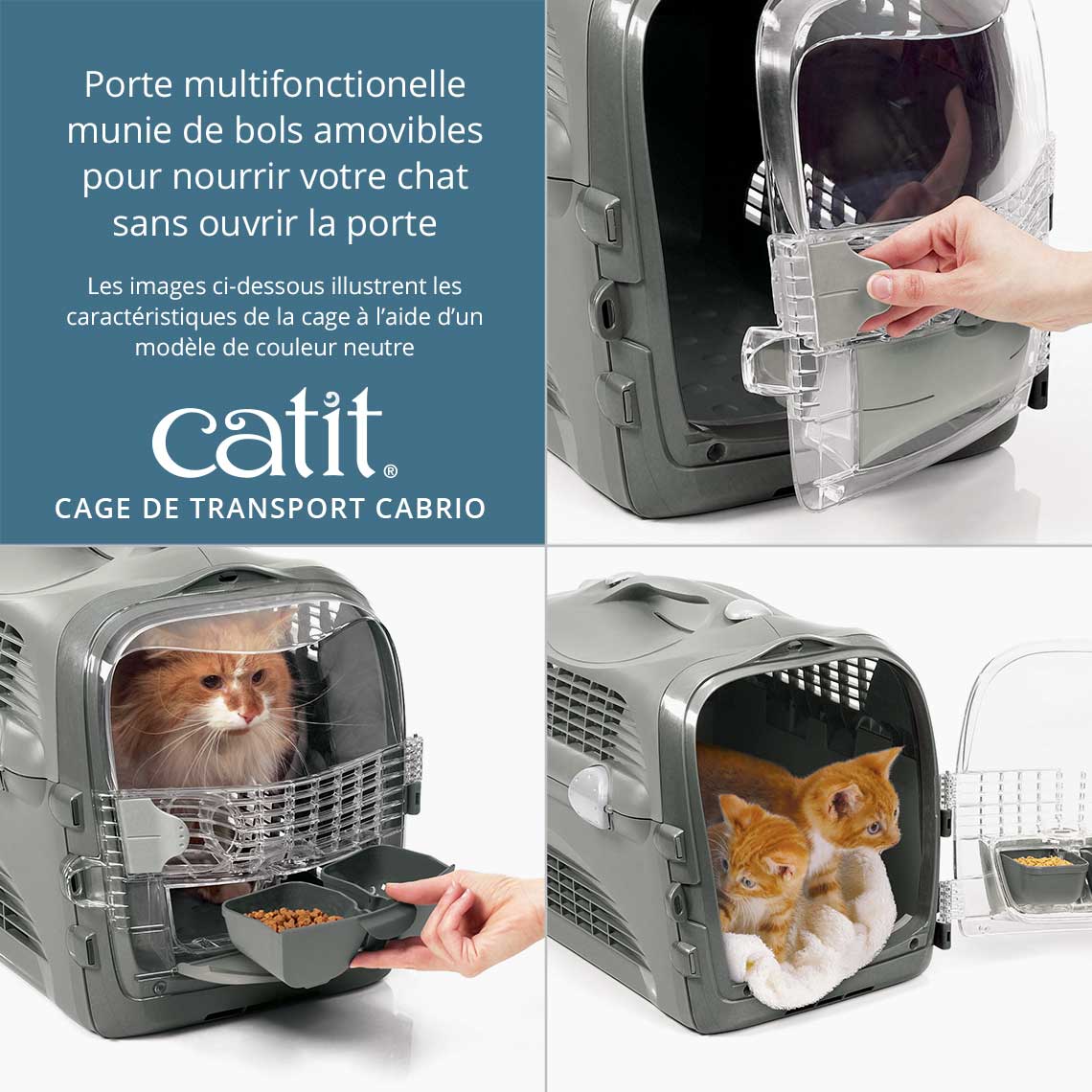 Caisse de transport pour chat Cabrio - Catit - Turquoise