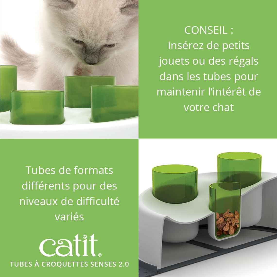 Tubes à croquettes pour chat - Catit Senses